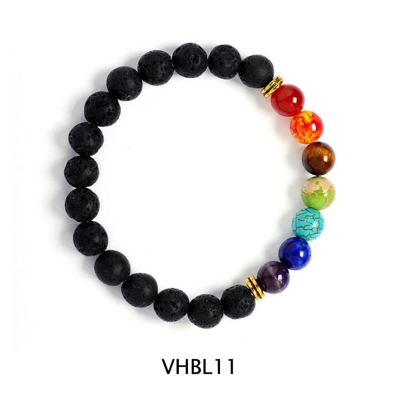 VHBL11 Vicky-домашнее ювелирное изделие с эфирным маслом чакра Лава браслет с глиной 6 мм-8 мм круглый аромашарик браслет духи браслет - Окраска металла: VHBL11
