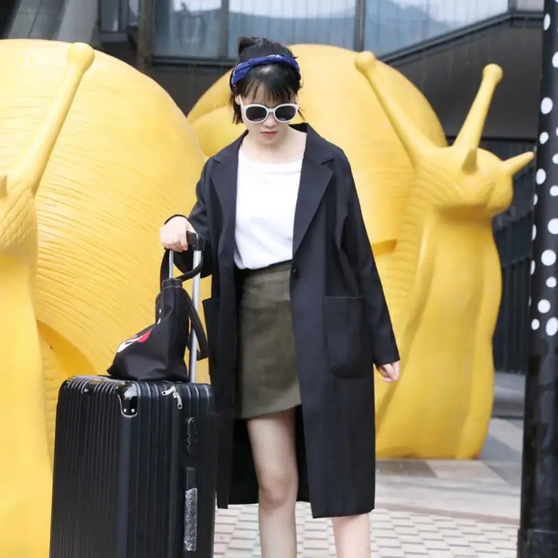 2018 осенне-зимний Новый Женский Тренч однотонный BF стиль длинный секционный