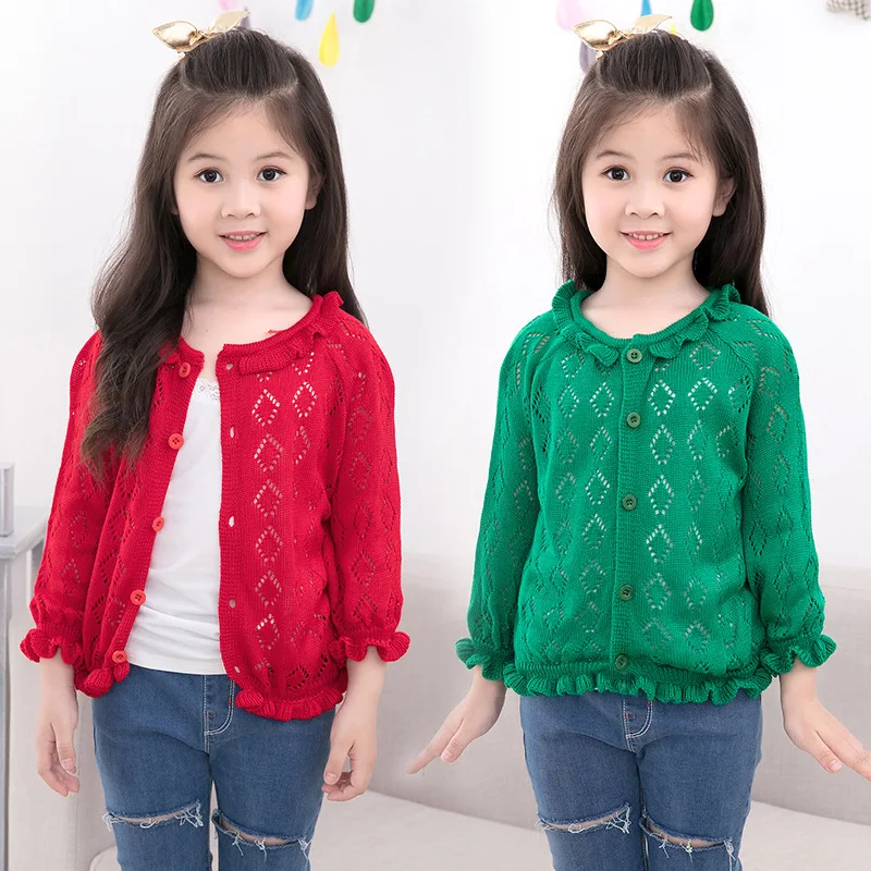 2018 Children Kids Baby Girl Clothes Clothing Autumn Spring Solid Hollow Knitting Cardigans Jackets Coat Top Sweater Outfits | Детская