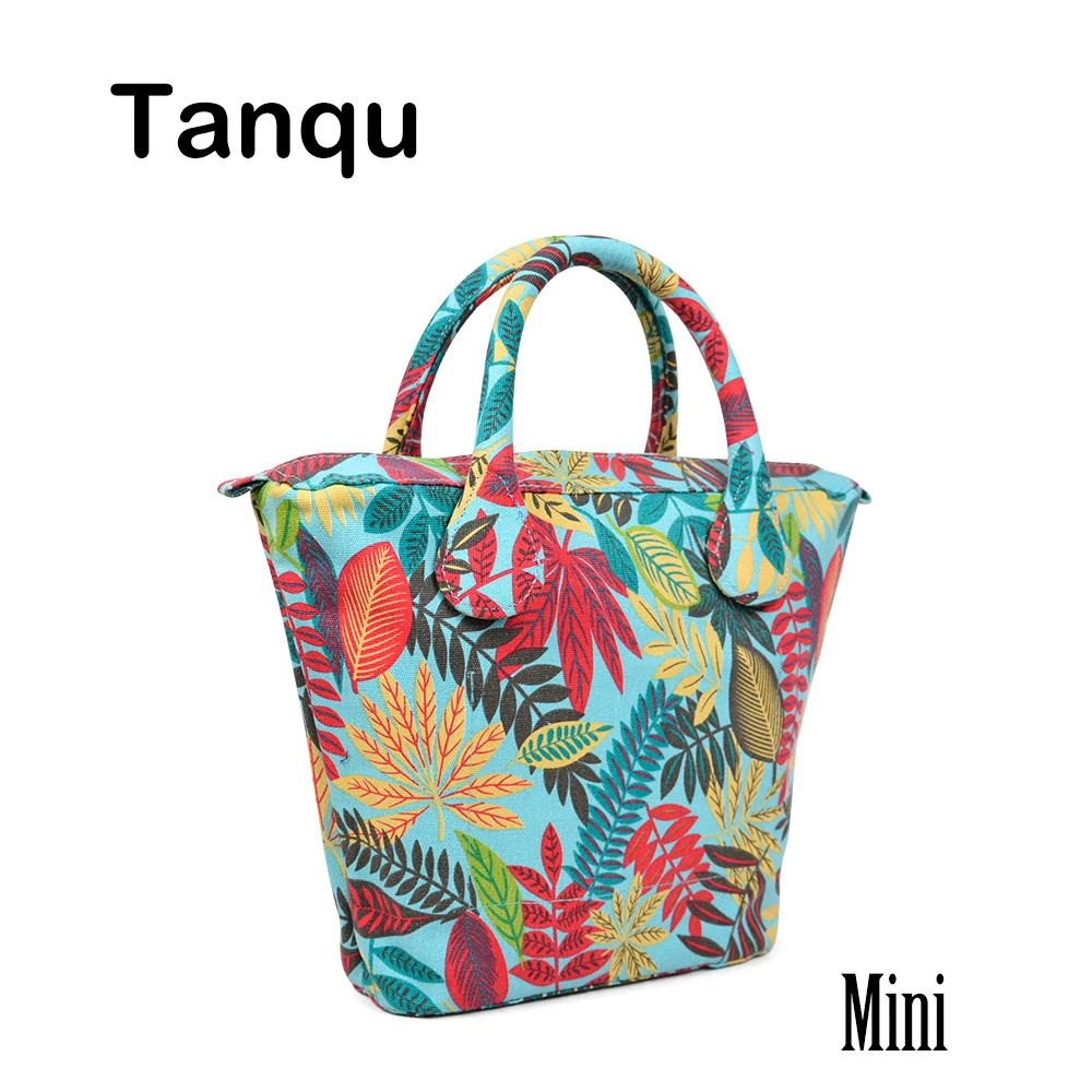 Короткая круглая ручка TANQU из цветочной холщовой ткани с мини вставкой подкладка