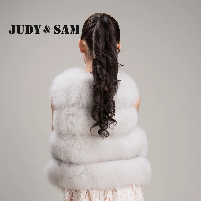 Классический качество натуральным лисьим Мех животных жилет Женская Мода пальто