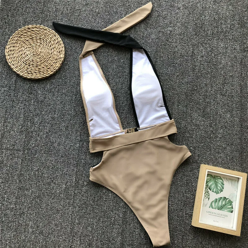 Женский купальный костюм с леопардовым принтом купальник Монокини Цельный