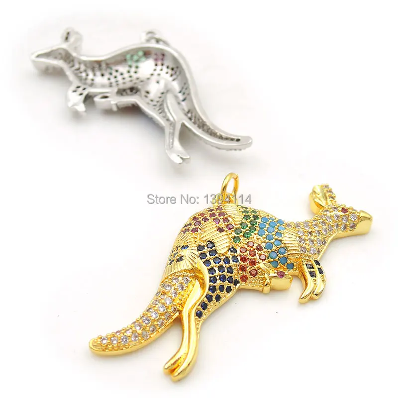 35*25*5 мм Micro Pave Clear& Blue& Red& Green& Kallaite CZ кенгуру Подвески подходят для мужчин и женщин, делая ожерелья ювелирные изделия
