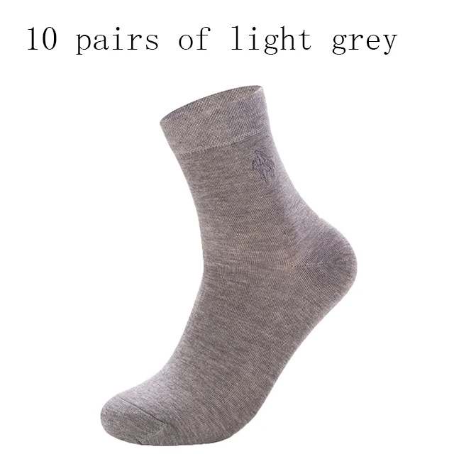 10 pairs light grey 10 пар/лот, PIER POLO, брендовые хлопковые носки для мужчин, деловая одежда высокого качества, черные, белые, одноцветные мужские носки, подарки - Цвет: 10 pairs light grey