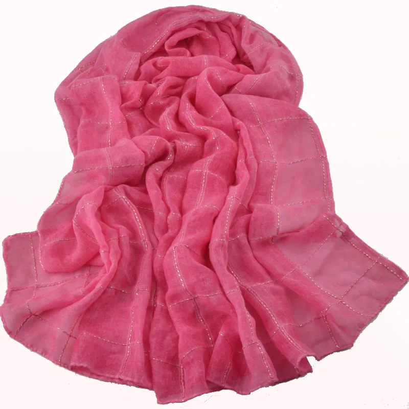 Za 2018 плотная хлопок хиджаб полиэстер tie dye шарф в клетку с серебряной нитью
