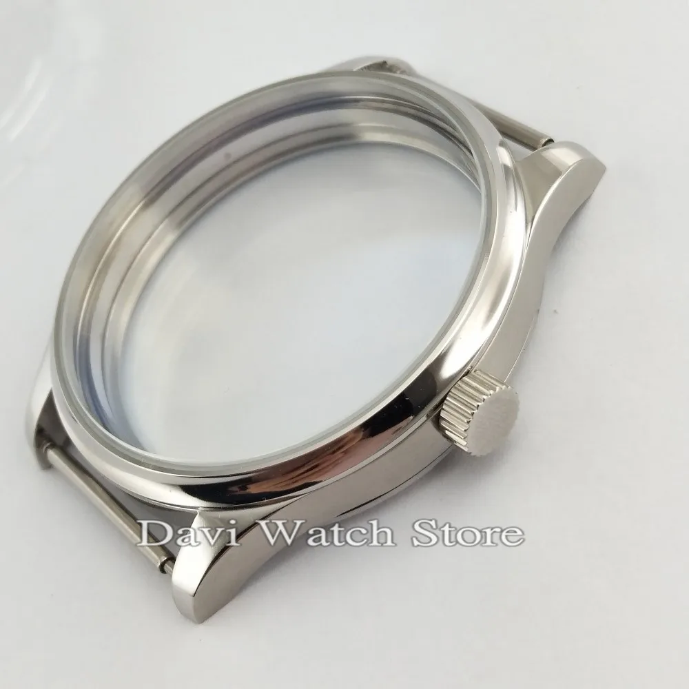 parnis 44mm silver case 316L steel fit eta 6497 6498 Seagull st36 movement watches | Наручные часы
