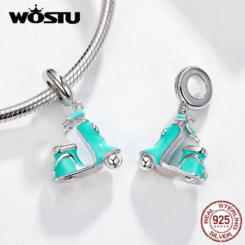 WOSTU, новинка, S925, маленькие подвески для электромобиля, Стерлинговое серебро 925, подвеска, подходит для браслета и ожерелья, бусы DXC1201