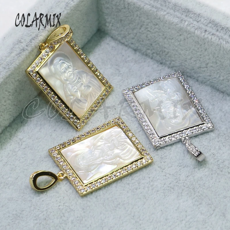 4 шт. прямоугольные подвески из циркона белая подвеска в виде ракушки