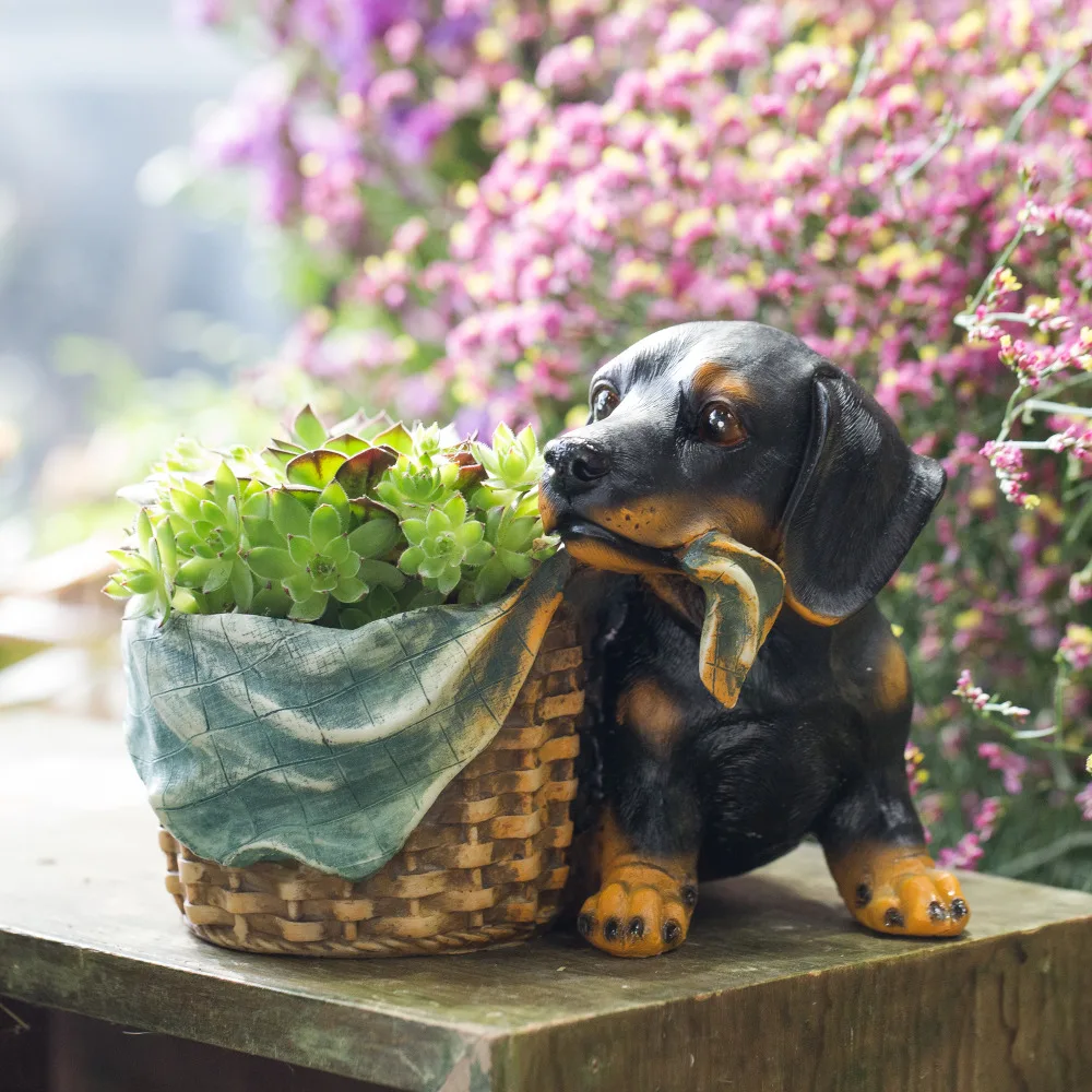 Милый мультяшный цветочный горшок из смолы овчарка каваи в форме собаки сочные