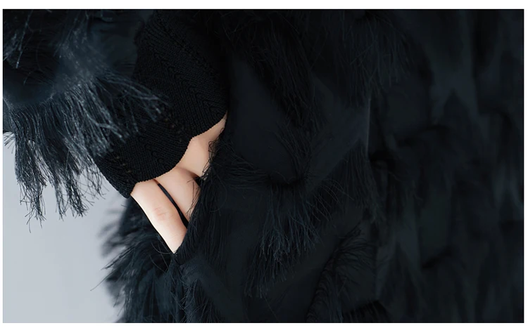 Весна Осень женское модное платье женское новое черное платье с высоким воротом и длинными рукавами свободное платье с кисточками большого размера
