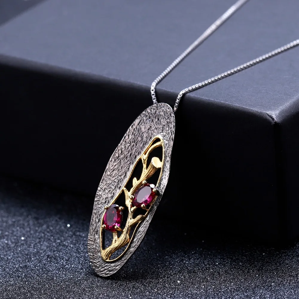 Женский кулон из серебра 925 пробы с гранатом родолита карата|Подвески| |