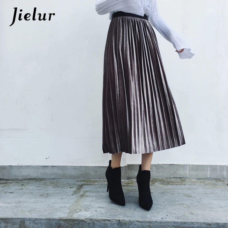 Женская бархатная юбка с высокой талией 8 цветов|falda fashion|velvet skirt womenvelvet |