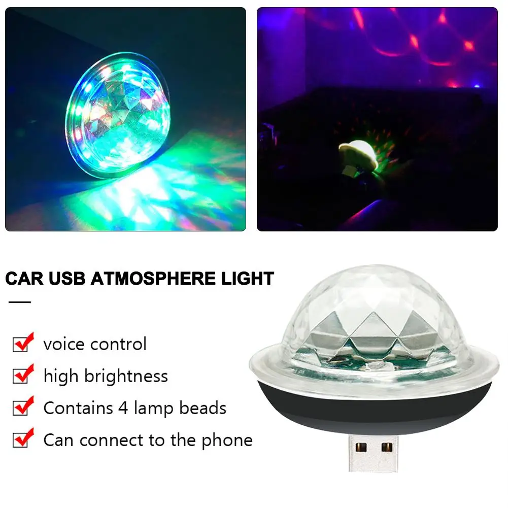 СВЕТОДИОДНЫЙ Автомобильный USB атмосферный свет DJ RGB мини красочная музыкальная