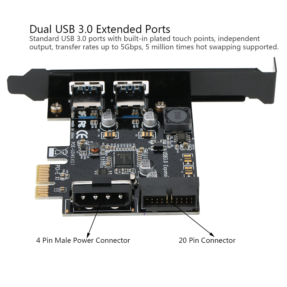 PCI E к USB 3 0 2 Порты и разъёмы карта мини 19 Pin usb хаб контроллер адаптер 5V 4 типа папа