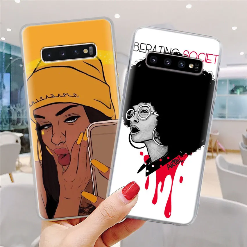Черный чехол для телефона Melanin Poppin Queen Samsung Galaxy S10 S20 Ultra S7 S8 S9 Plus S10e Note 8 9 10 | Мобильные