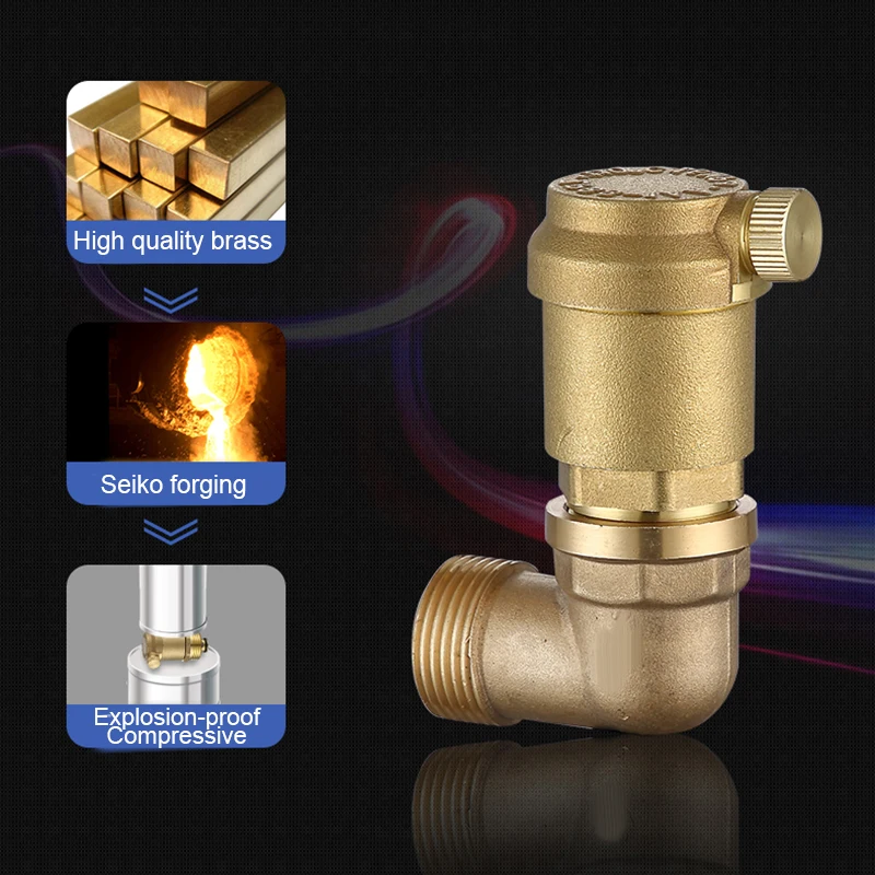 Brass Automatic Deflation Valve for Household water heating pipes Vent valve vertical/Elbow DN15/20/25 Floor Heating Systems |
