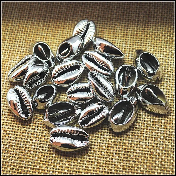 20pcs shell beads spacer plated golden silver color size 15-20mm length for charms bracelets making accessories or caps | Украшения и