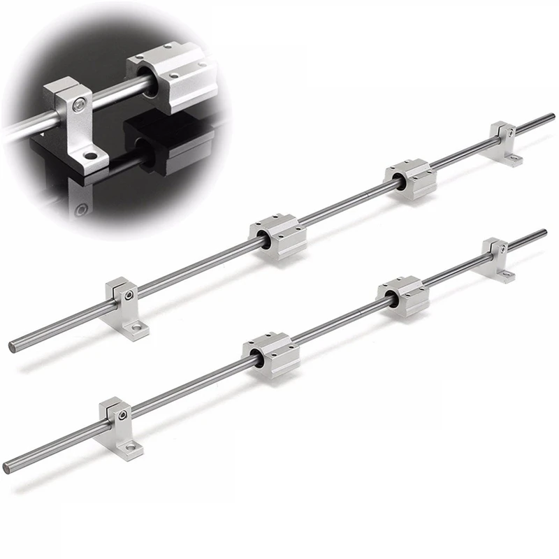 

10Pcs/set 8mm Diameter 200-800mm Linear Rail Shaft Rod with Bearing Guide Support and SCS8UU Bearing Block CNC Parts