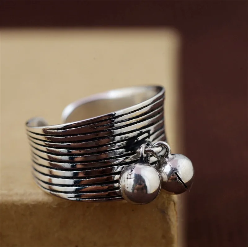 BESTLYBUY S925 чистое серебро тайские серебряные колокольчики женские кольца открытые