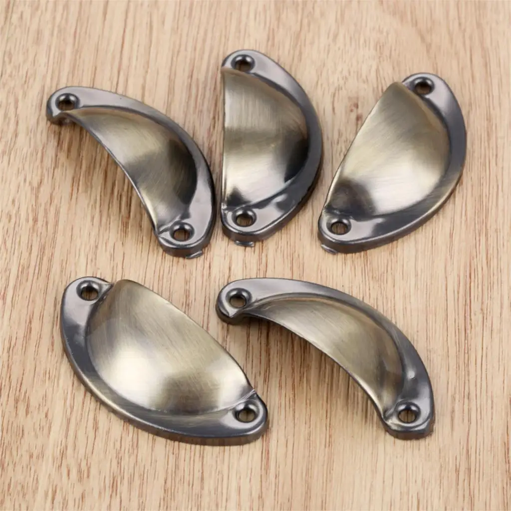 C 5PCS DRELD 5 шт. античные для шкафа Ручка-ракушка ручки мини металлическая ручка кухонный ящик дверная ручка мебельные ручки 50*20 мм - Цвет: C 5PCS