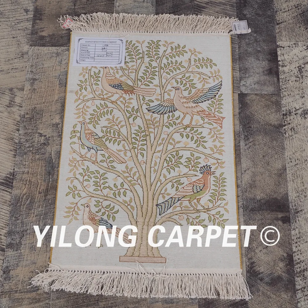 YILONG 1 2 'x 7' 300Line персидский шелковый ковер винтажный разноцветный Древо жизни