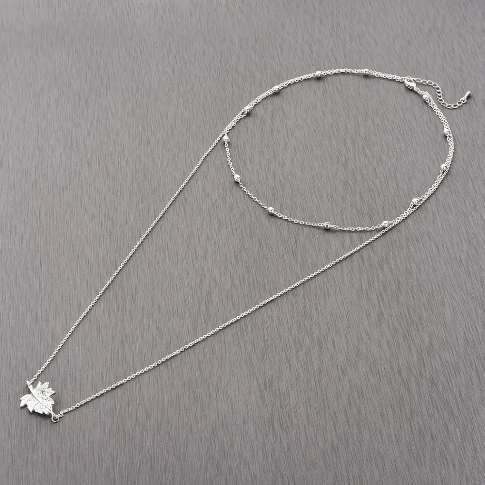 CHENGXUN Delicate Leaf Leaves with Pearl Multi Layer Necklaces for Women Pendants Jewelry Beads Long C hain Necklace | Украшения и