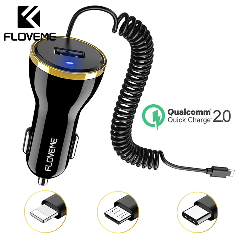 FLOVEME QC2.0 автомобильное зарядное устройство для мобильного телефона iPhone XS XR USB