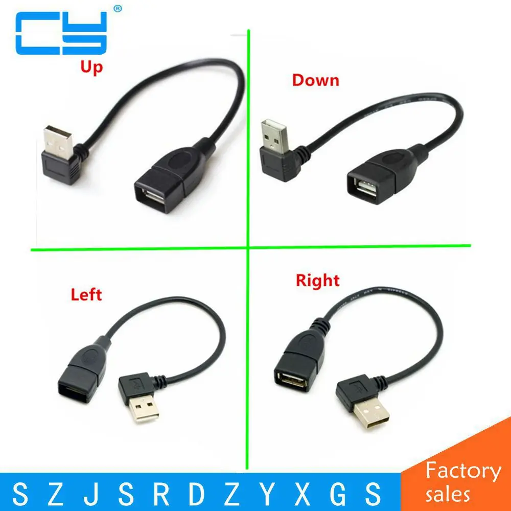 20 см USB 2 0 A папа к женскому 90 Угловой удлинитель Кабель USB2.0 M/F