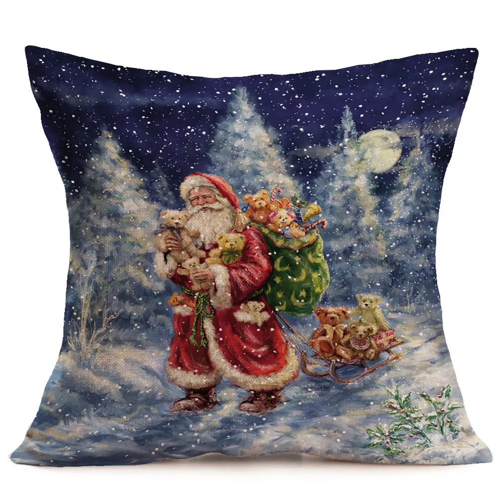 M Merry Christmas льняная наволочка для подушки с Санта-Клаусом, чехлы для дивана, украшения для дома, almofadas para, чехлы для диванных подушек - Цвет: M