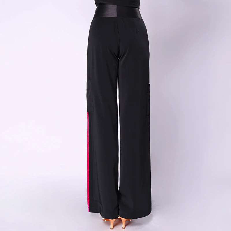 Элегантные женские танцевальные брюки с красной стороны Pantalon Danse Femme Бальные брюки ChaCha Tango тренировочные костюмы конкурентные латинские танцевальные брюки BL1594