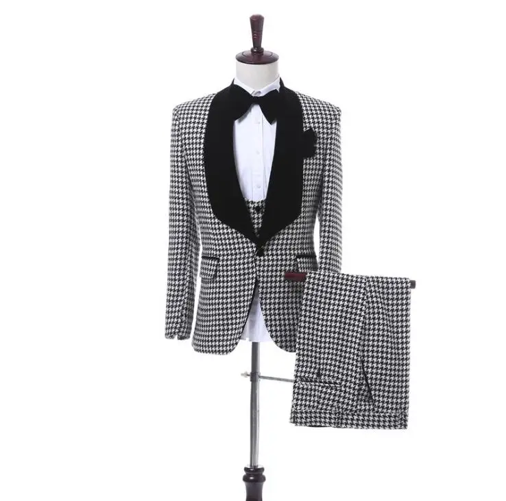 FOLOBE/белые и черные свадебные костюмы с воротником Мужской костюм Homme Mariage Masculino Terno