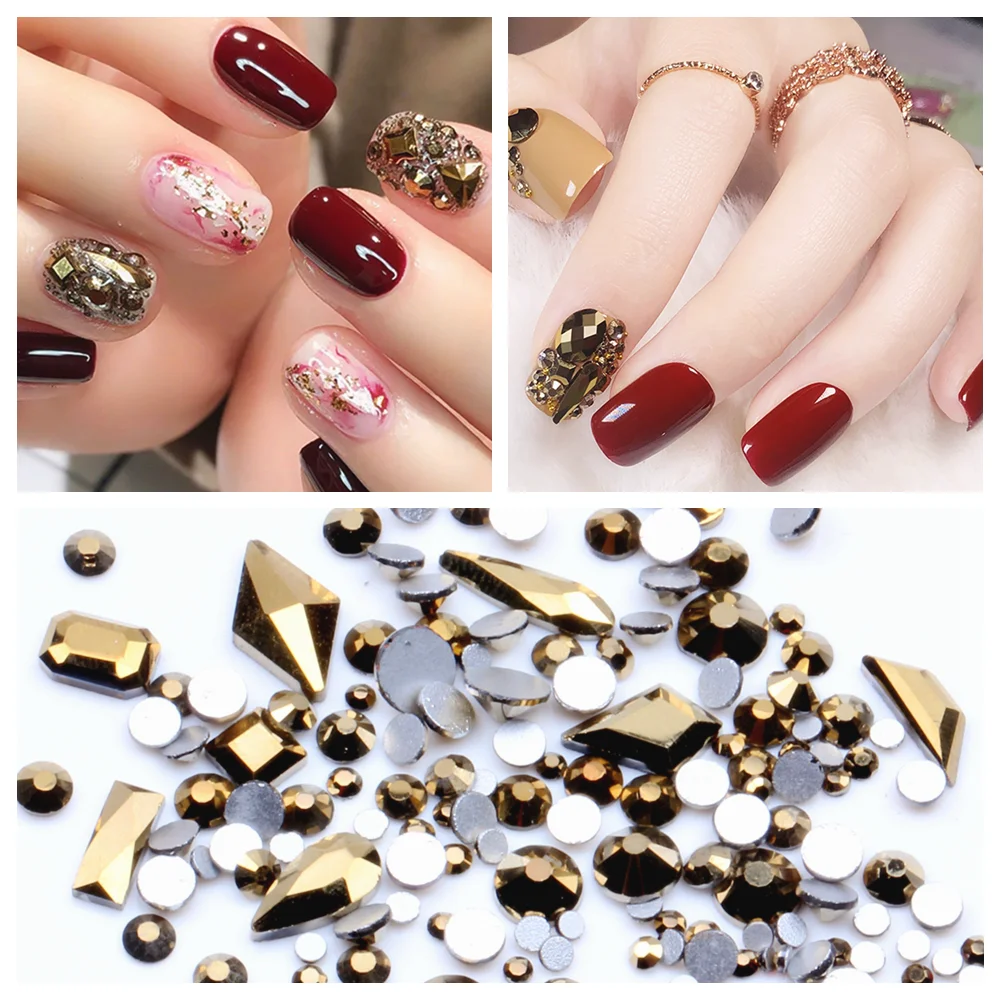 Супер вспышка для ногтей Flatback New York Storm Rhinestone Смешанная трапециевидная