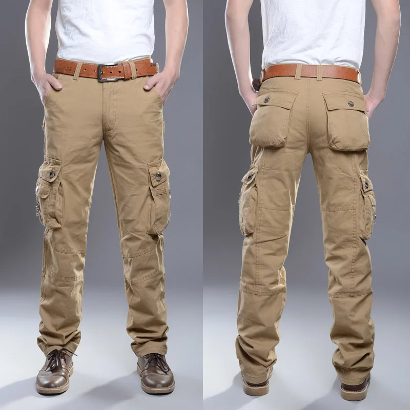 Новый Повседневное Для мужчин Тактический Брюки карго Тонкий мульти-карманы для