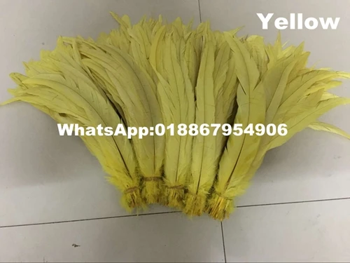 yellow Новинка! 500 шт./лот 14-16 дюймов/бежевый белый Высокое качество петух хвост/DIY украшения - Цвет: yellow