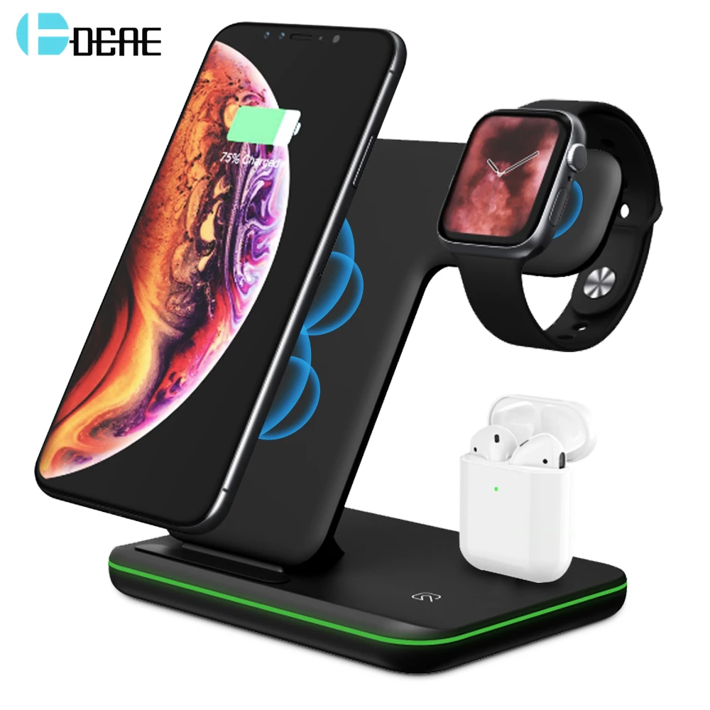 FDGAO 15 Вт Qi Беспроводное зарядное устройство для Apple Watch 2 3 4 5 Airpods в 1 быстрая зарядка