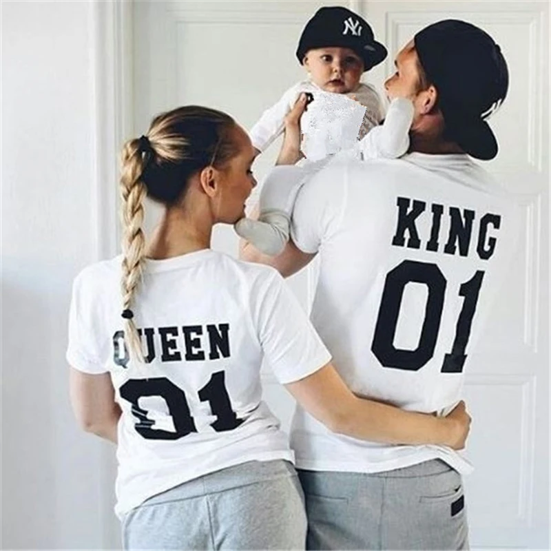 Новый Семья King queen подходящая друг к другу одежда хлопок Одинаковая для семьи