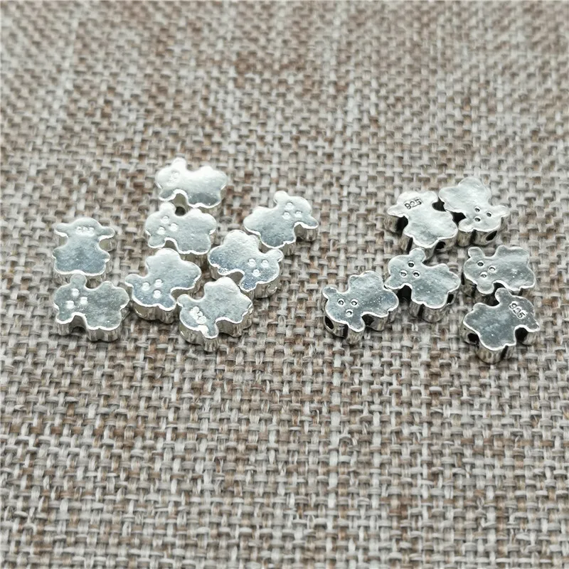 

925 Sterling Silver Small Bear Beads for Bracelet Necklace