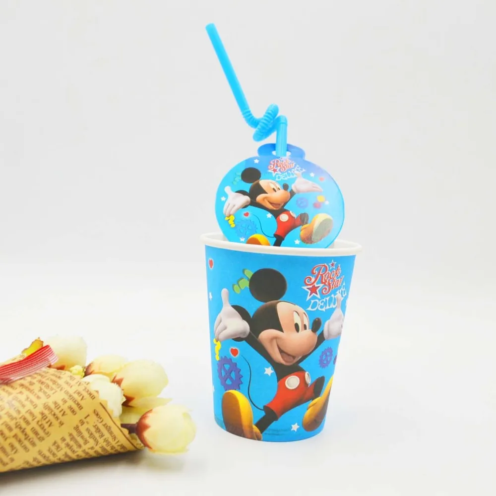 20 шт./компл. Микки Мышь соломинки/чашки KidsBirthday украшения для праздника вечерние принадлежности для мальчиков/девочек с Микки Маусом Мышь