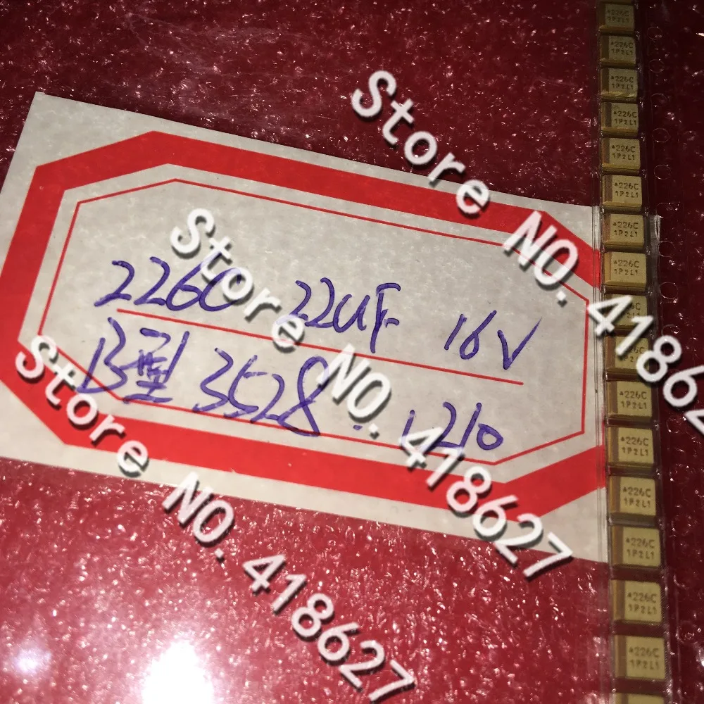 500 шт./лот SMD Танталовый конденсатор 226C 1210 22 мкФ 16V B Тип 3528 Желтый полярности|capacitor