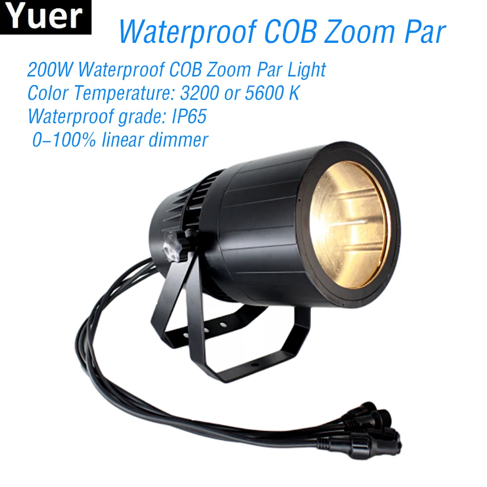 

Новинка 200 Вт Водонепроницаемый COB Zoom светильник IP65 DMX512 DJ диско цвет музыкальсветильник свет s Свадьба COB теплый белый Вечерние НКА клуб Zoom светильник