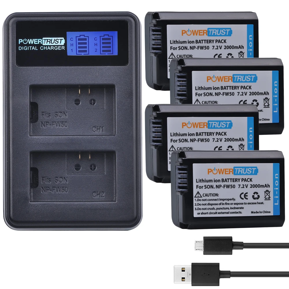 Зарядное устройство для Sony Alpha a6500 a6300 a7 7R a7R II a7II 4 шт.|np fw50|npfw50 batteryfw50 usb charger |