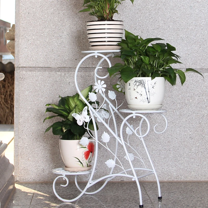 Европейский Железный цветочный горшок мульти балкон напольная полка для
