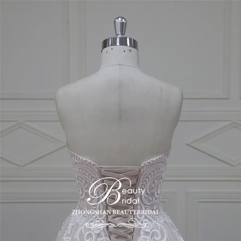 Beautybridal настоящие фотографии Роскошная свадебная одежда Королевский поезд Кружева Аппликации с плеча свадебное платье Vestido xfm042