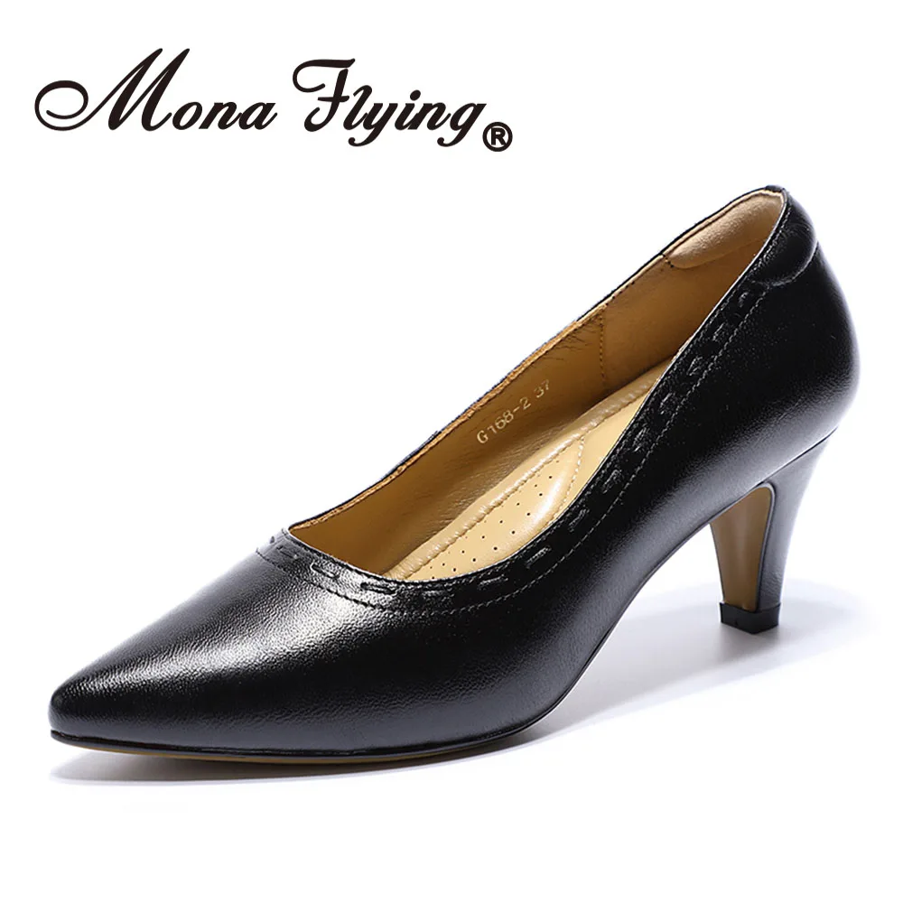 Mona Flying/женские туфли-лодочки; обувь ручной работы; удобные вечерние туфли на высоком каблуке без застежки; офисные женские туфли; G168-2 - Цвет: Black
