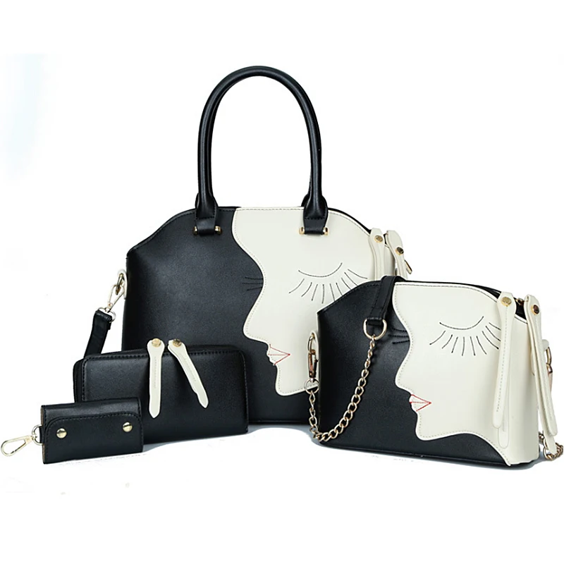 2016 женская кожаная сумка 4 шт. композитные Женские повседневные дорожные сумки