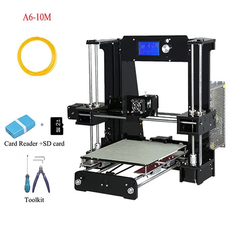 Anet A8 A6 A3S A2 E2 Высокая точность простота в эксплуатации 3d принтер алюминиевый 3d принтер напрямую с фабрики металлический дом Impresora 3d - Цвет: A6-10M