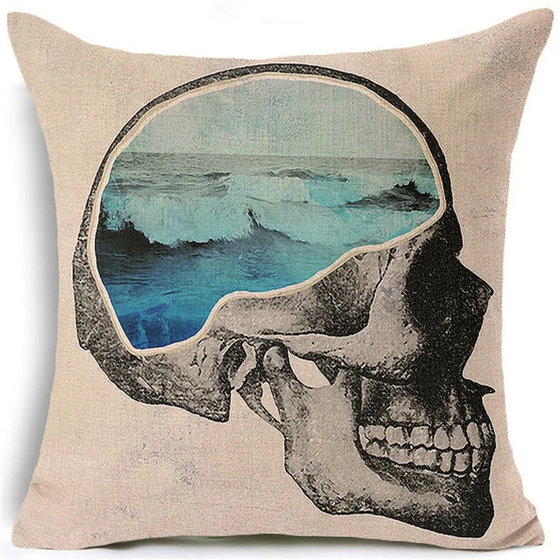 Красочным рисунком черепа Стиль хлопок мягкая подушка крышка Офис диван площадь