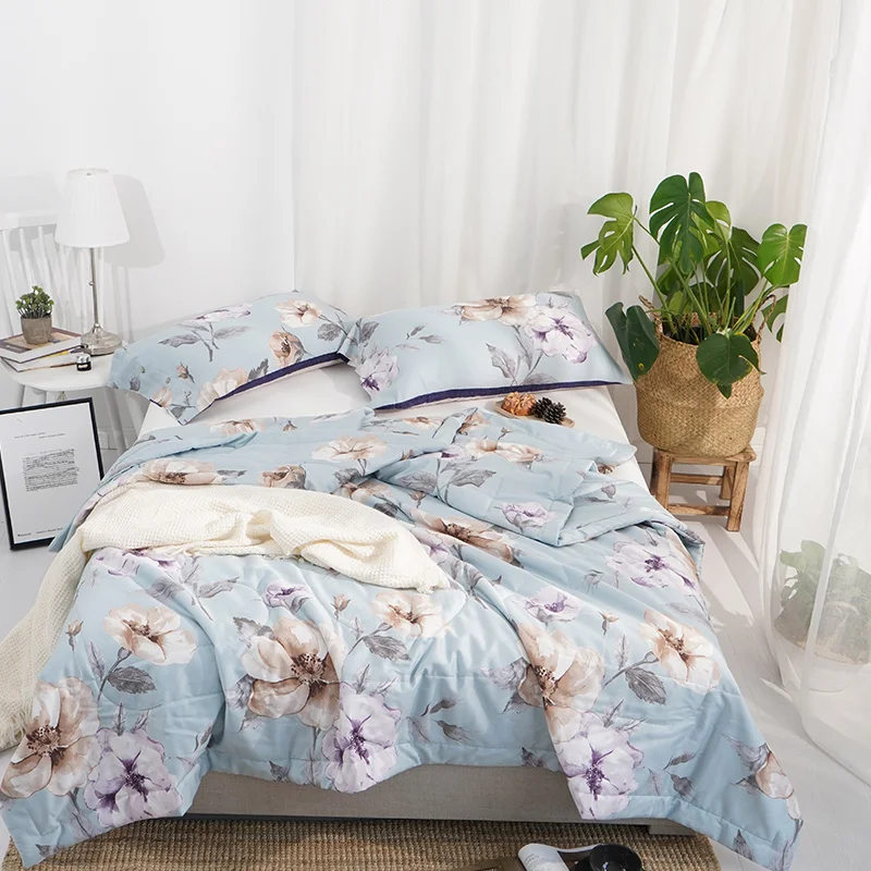 Air Conditioning Summer Cotton Quilt Comforter Queen size Ultra Soft Comfortable Bed Cover set Floral Colorful printed | Дом и сад