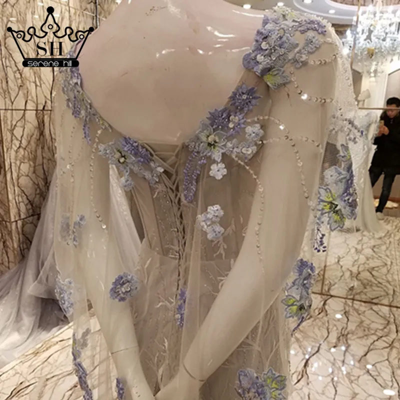 2019 Роскошные вышивка кристаллами Русалка Длинные вечерние платья серый нижней