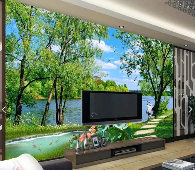 3D водостойкие самоклеящиеся большие настенные наклейки, обои, Настенные обои, озеро